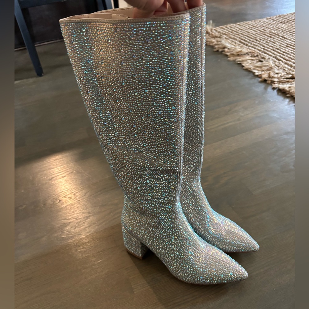 Sparkling Silver Heeled Boots